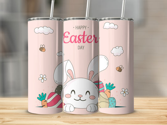 Cute Happy Easter Day Tumblers with Bunny and Bees