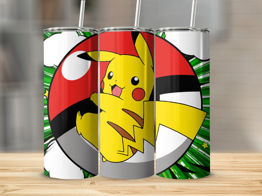 Cute Pikachu Design Tumbler with Colorful Background