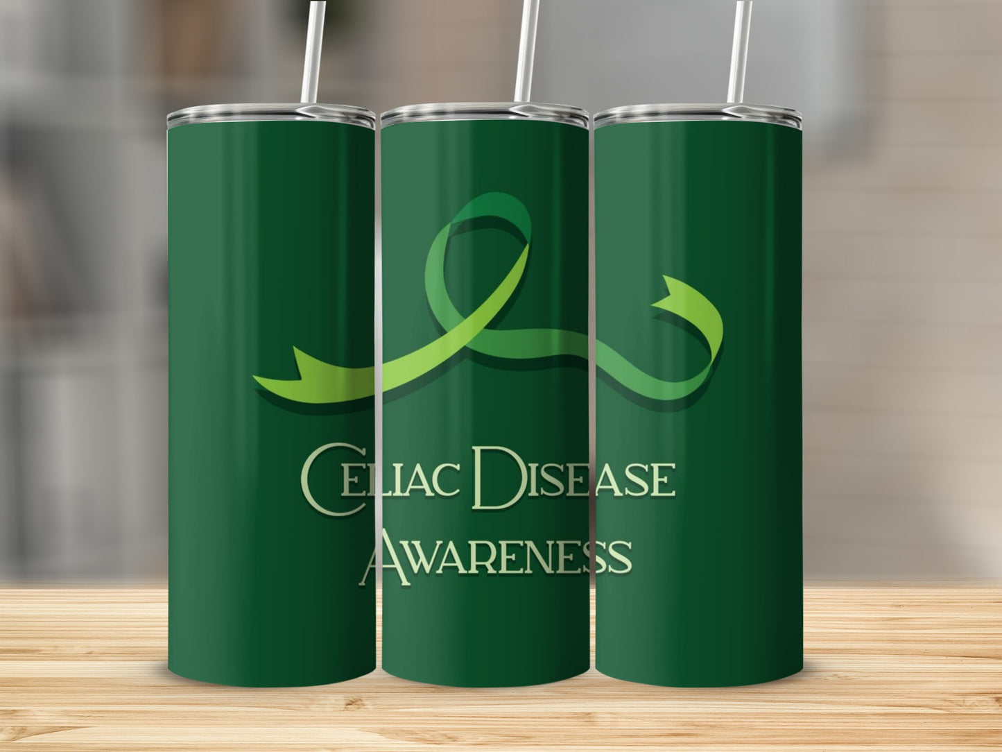 Celiac Disease Awareness Green Ribbon Tumbler Product