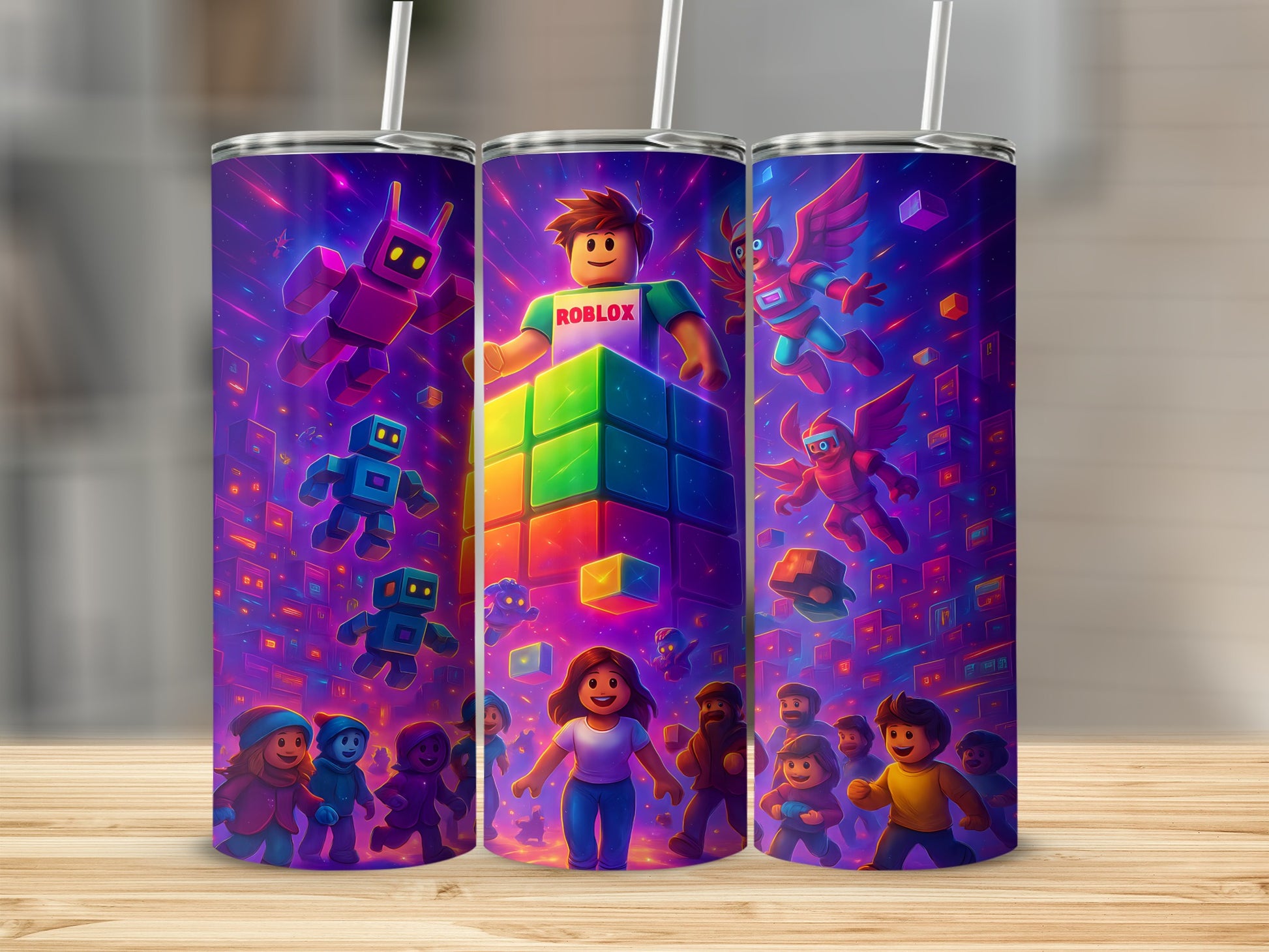 Colorful Gaming Characters Tumbler for Fun Drinkware