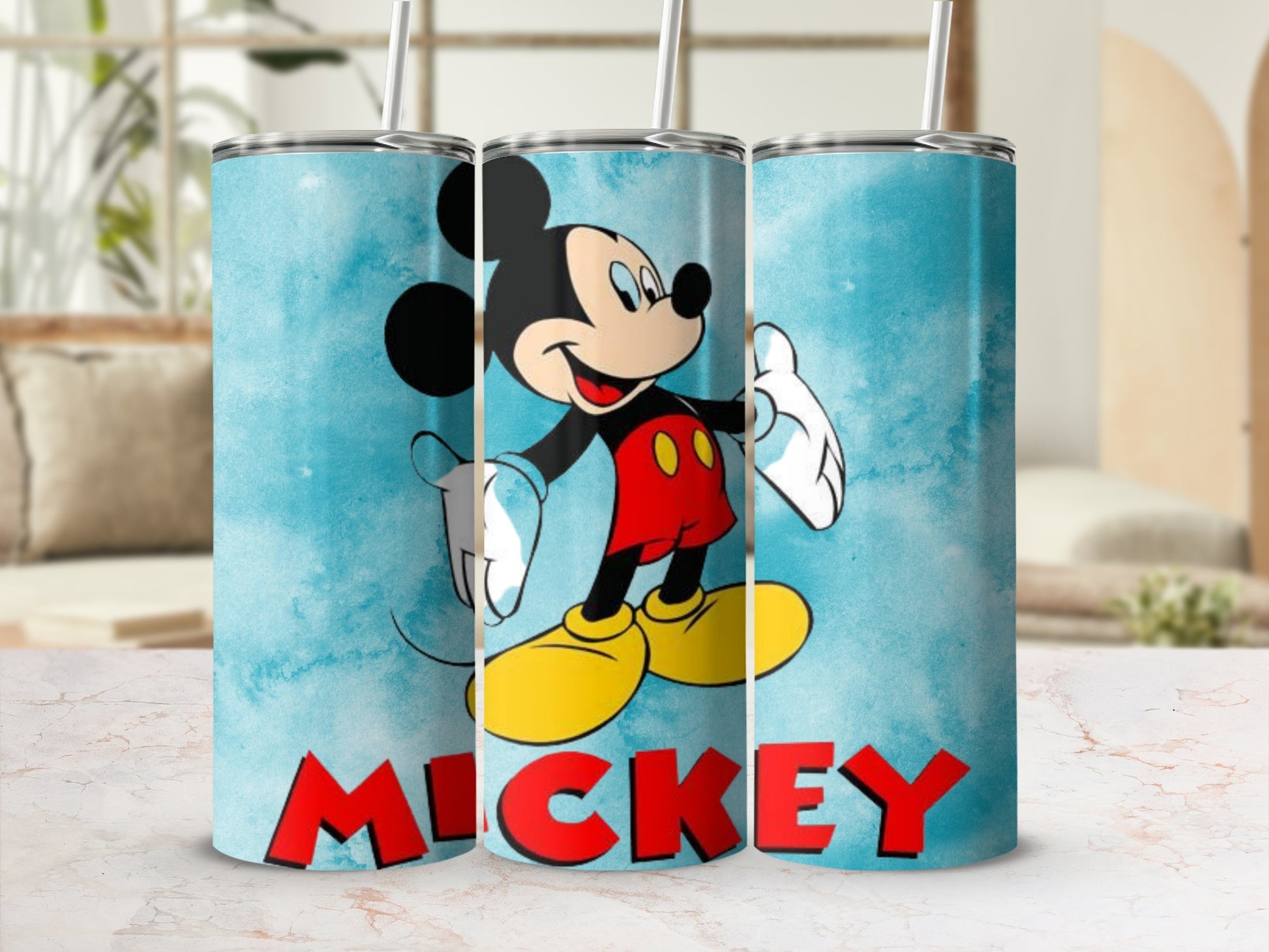Mickey Mouse Tumbler with Red Lettering Design