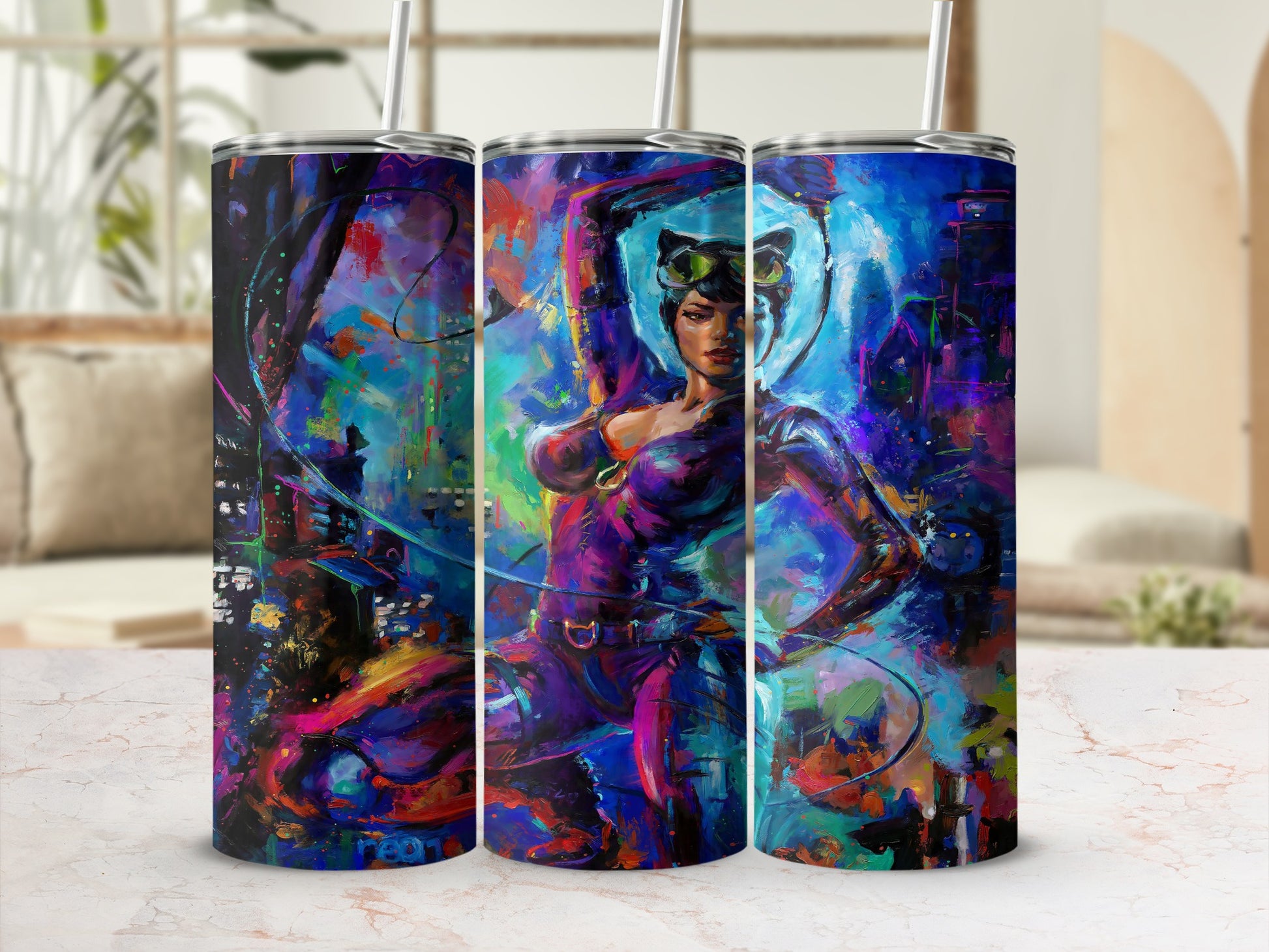 Catwoman Urban Warrior Vibrant Colorful Abstract product type
