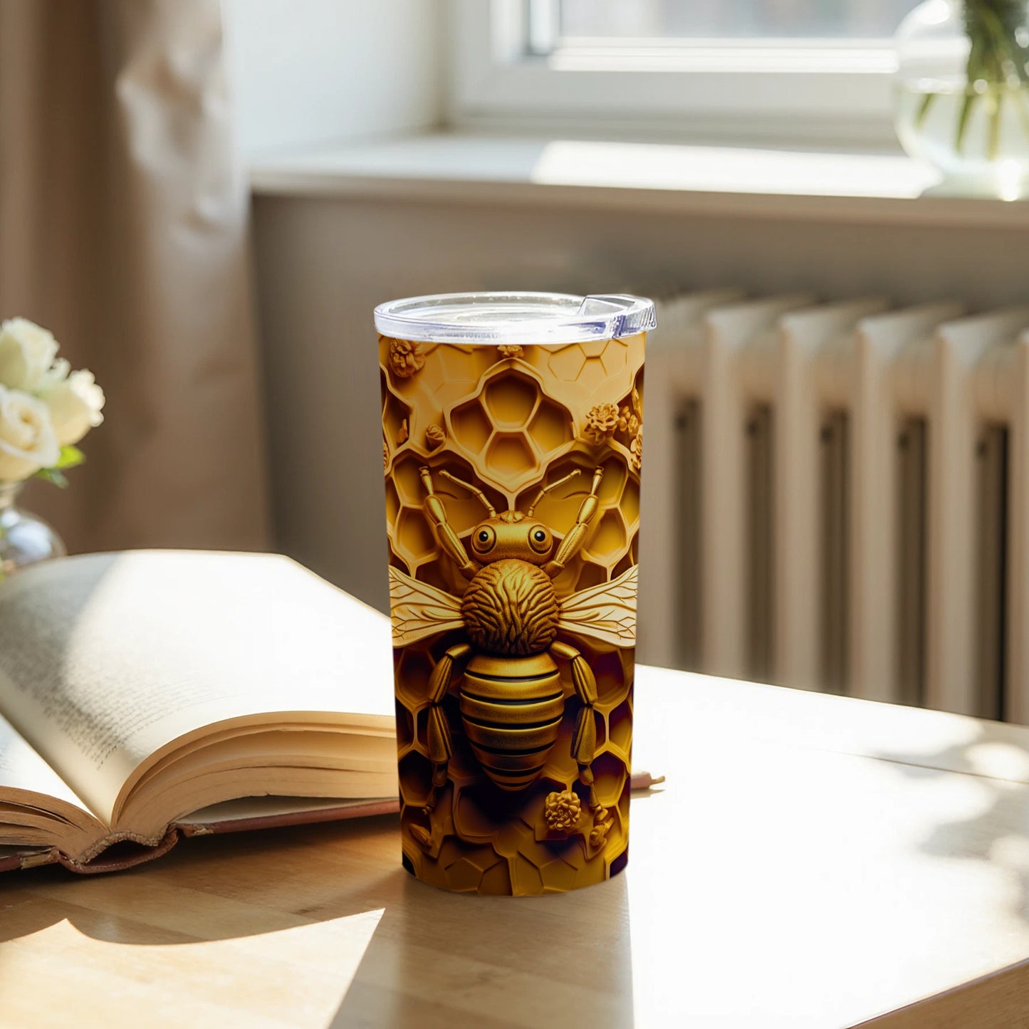 Golden Bee Honeycomb Design Tumbler Unique Drinkware product type
Tumbler
Bee
Honeycomb
Golden
Drinkware
Beverage
Gift idea
Unique design
Insect art
Nature inspired
Animal print
Coffee mug
Tea cup
Travel mug
Artistic print
Gold color
Textured design
Bee lover
Honey bee
Cool tumbler