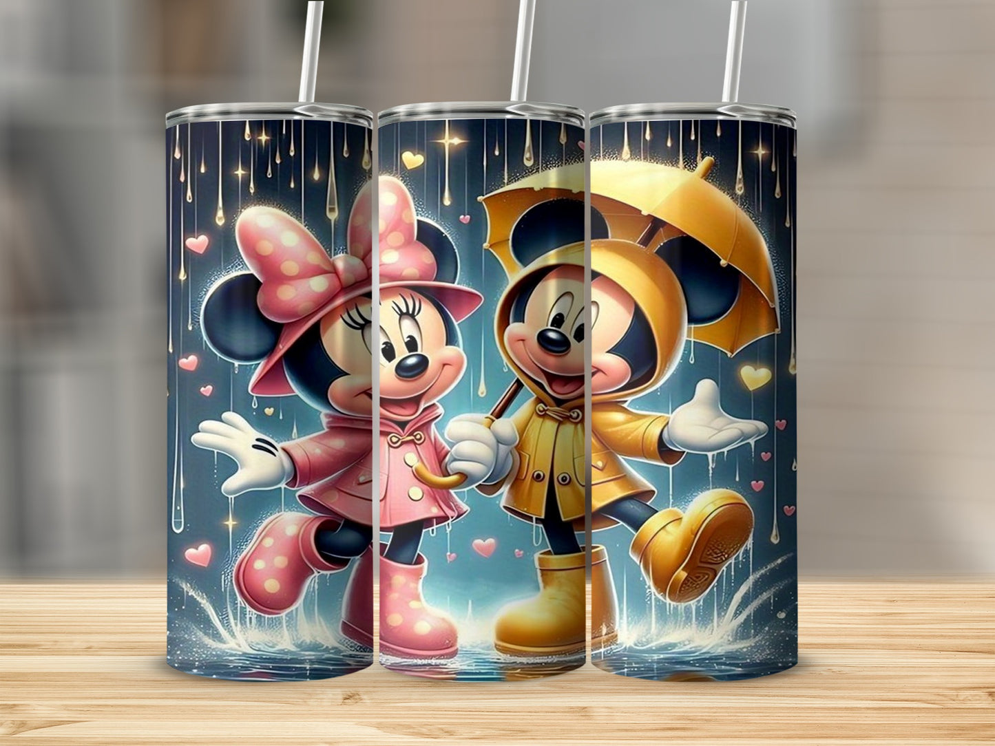 Cute Character Rainy Day Themed Tumbler Set