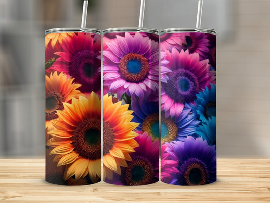 Colorful Sunflower and Dahlia Insulated Tumblers