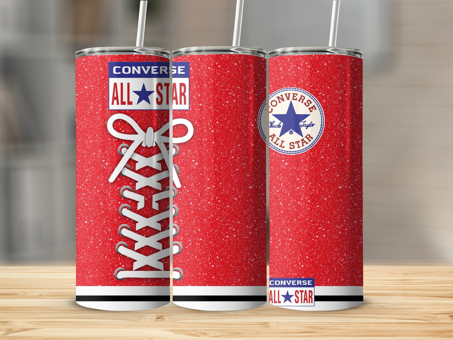 Red Glitter Converse All Star Shoelace Logo Tumbler product type