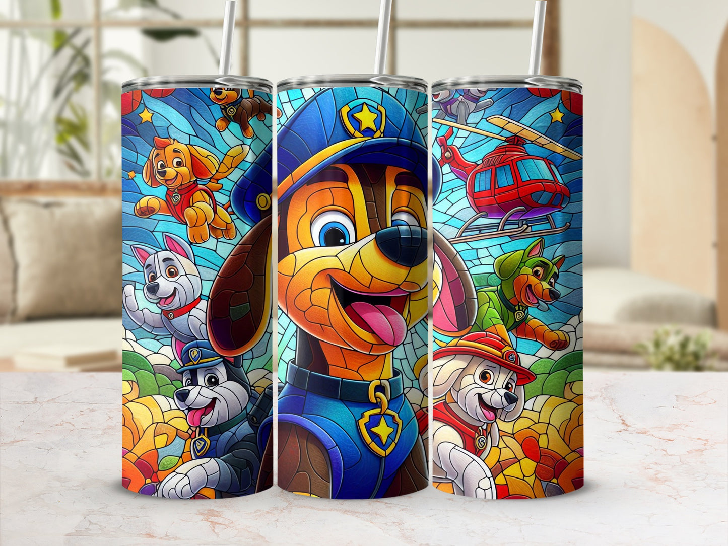 Colorful Animated Dog Heroes Stainless Steel Tumbler