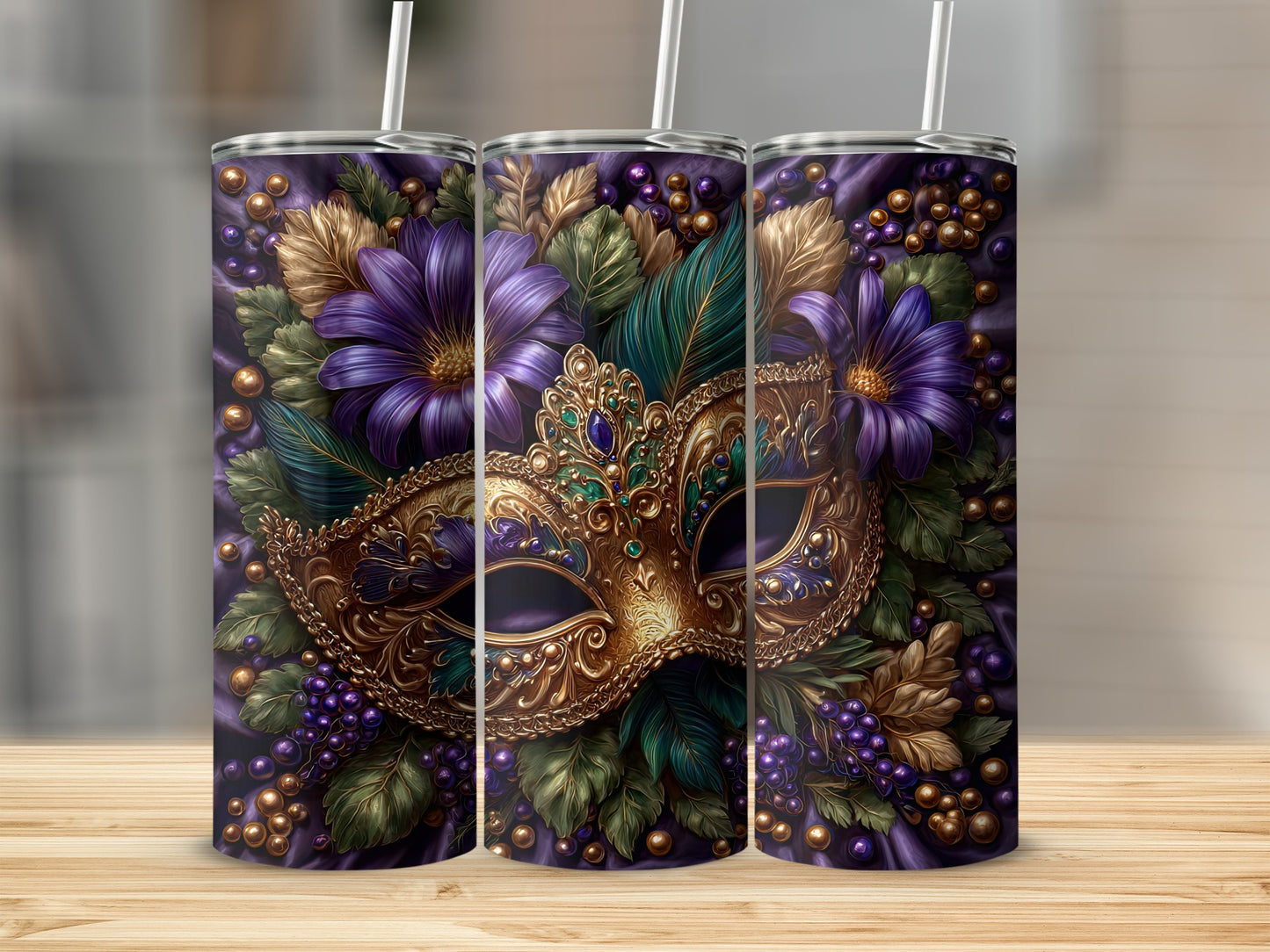 Elegant Floral Masquerade Design Tumbler Product