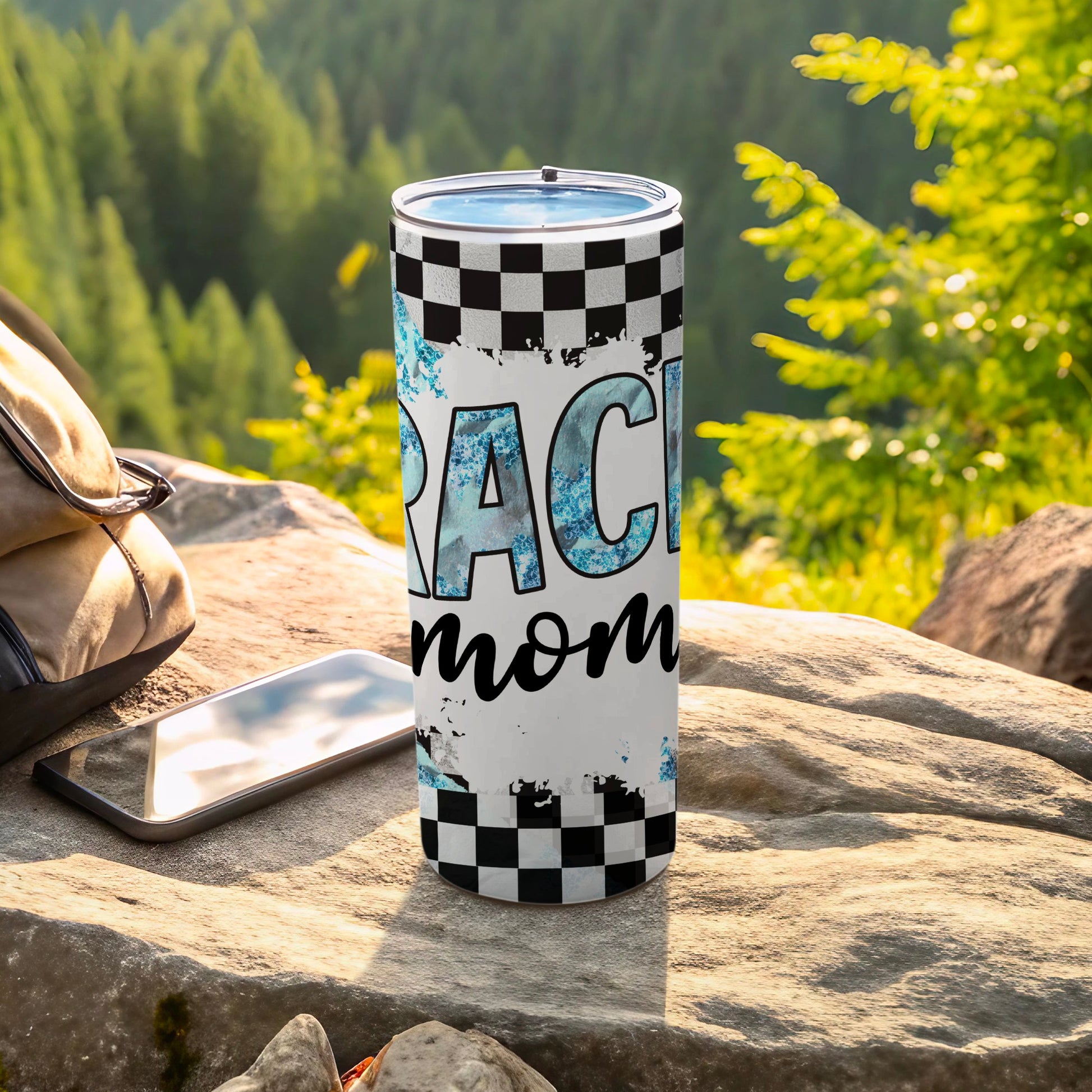 Racing Mom Checkered Blue Splatter Tumbler product type