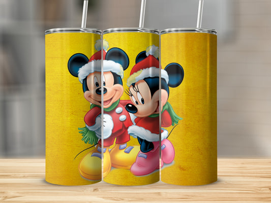 Festive Mickey and Minnie Mouse Christmas Tumbler