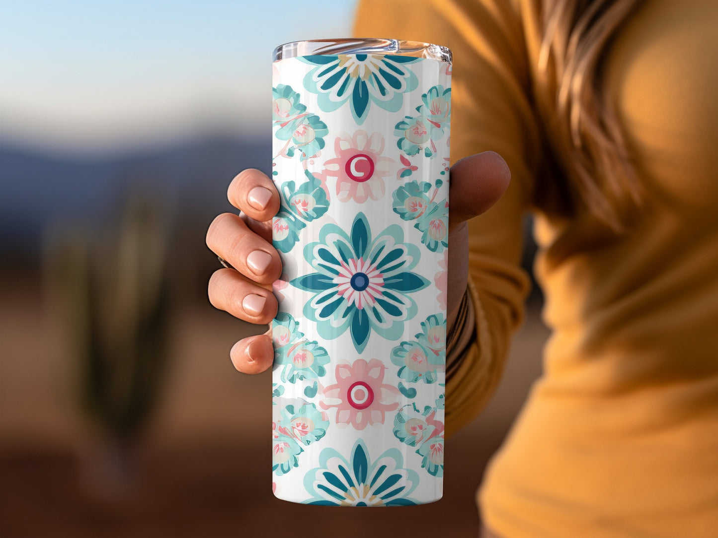 Floral Pattern Insulated Tumbler for Hot and Cold Drinks