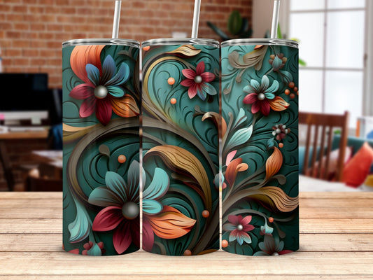 Vibrant Layered Floral Swirl Tumbler product type