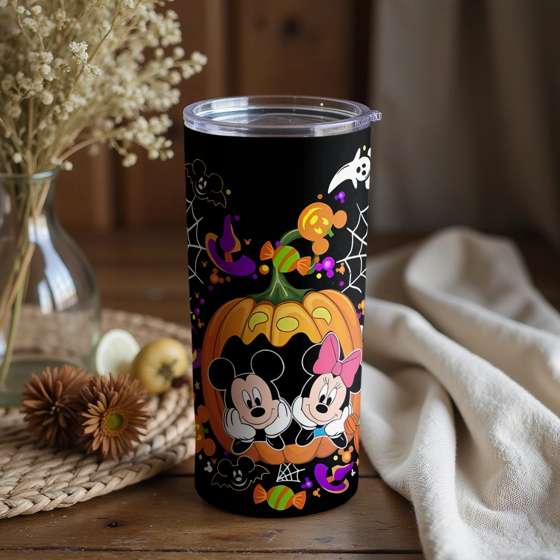 Halloween Mickey and Minnie Mouse Travel Mug