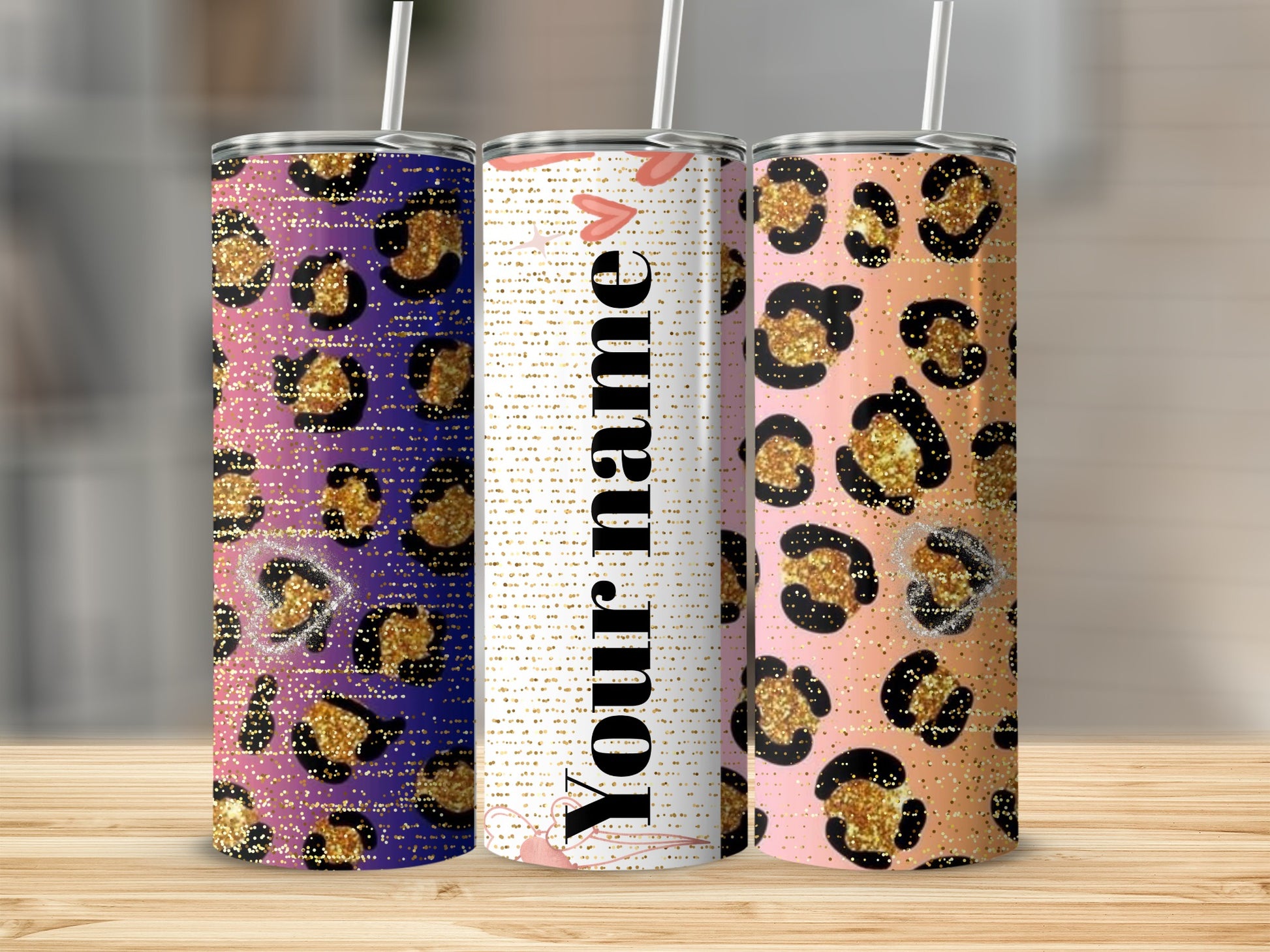 Custom Leopard Print Tumblers with Personalization Options