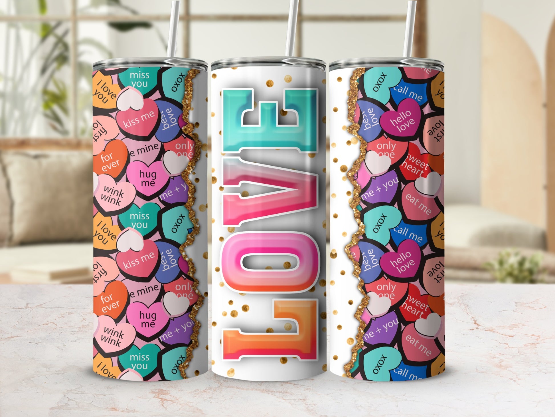 LOVE Conversation Hearts Gold Glitter product type