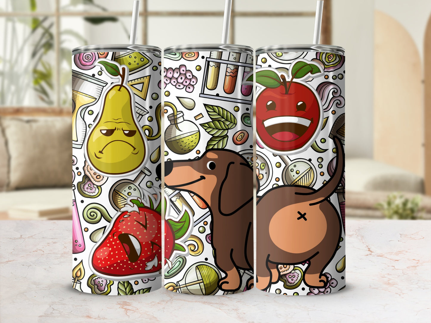 Funny Cartoon Food and Dog Design Tumbler Drinkware