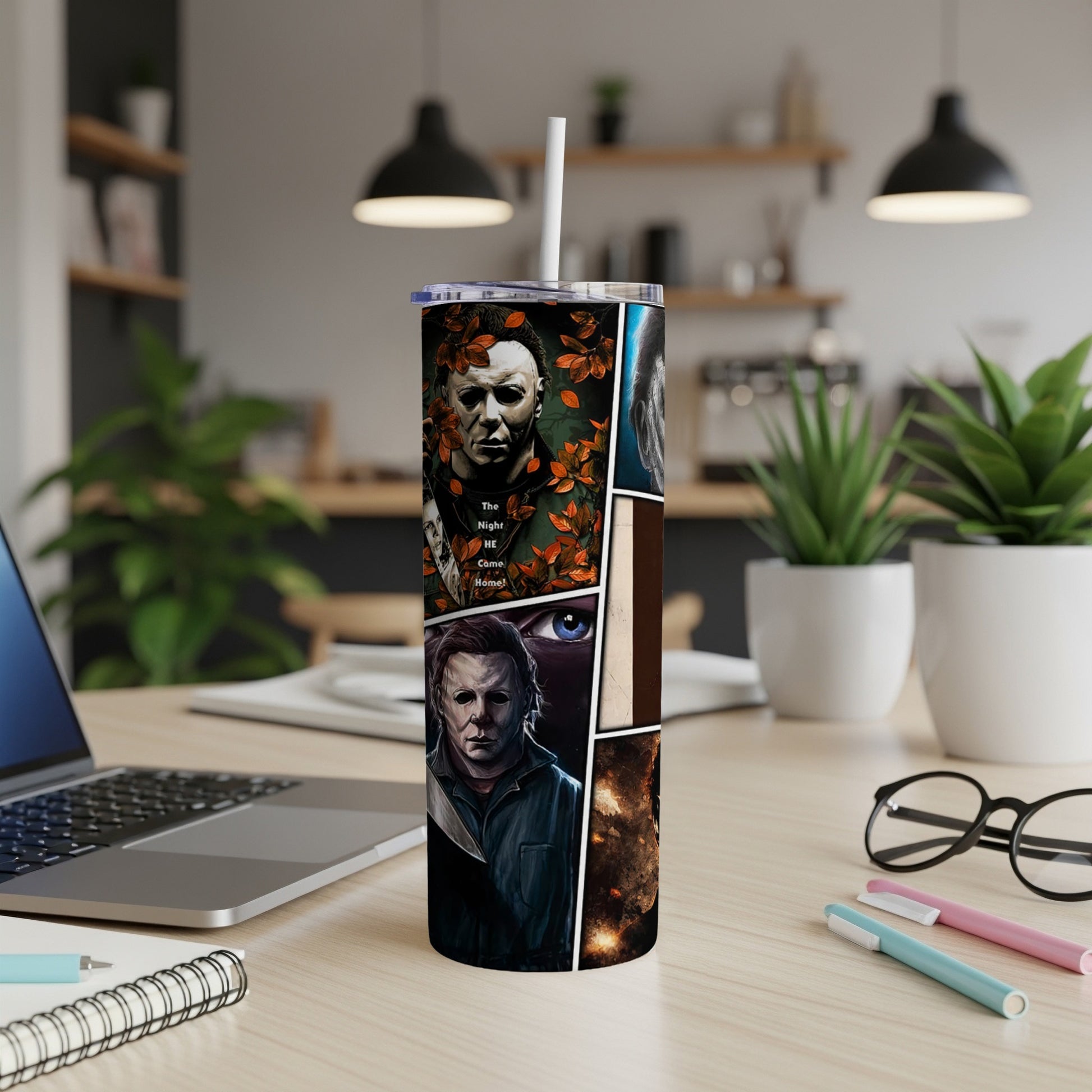 Tumbler featuring Michael Myers collage with text "The Night HE Came Home!"
