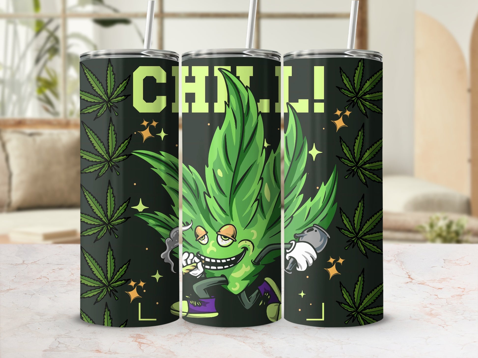 Chill Cannabis Leaf Design Insulated Tumbler