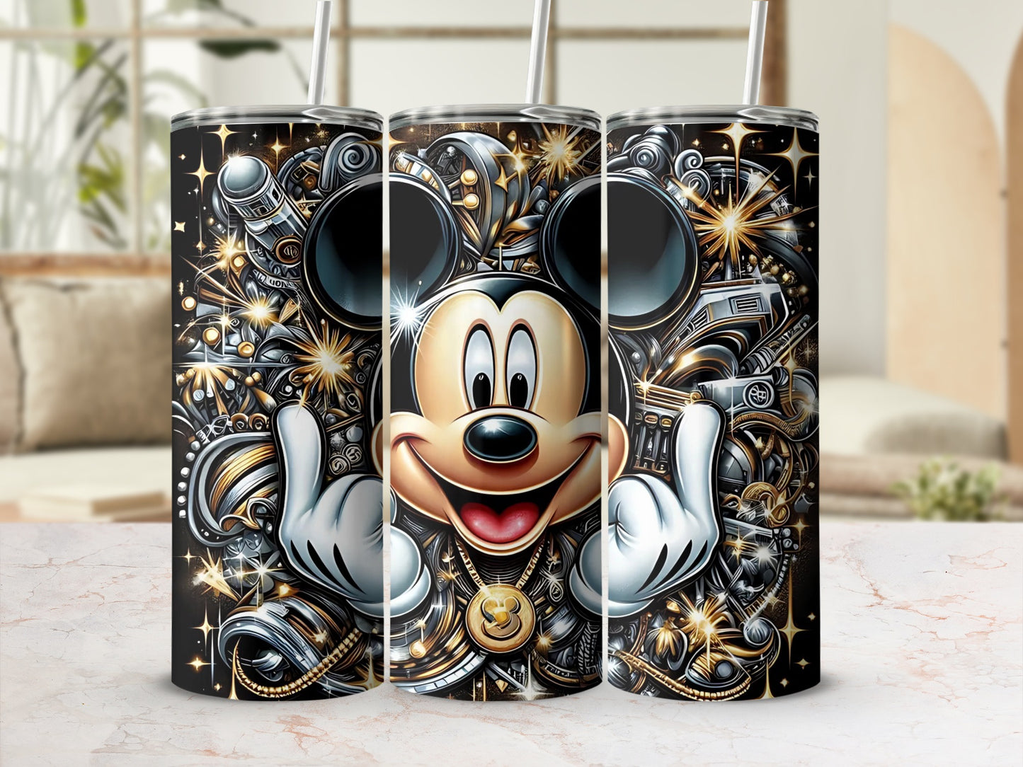Colorful Bold Mickey Mouse Design Steel Tumbler