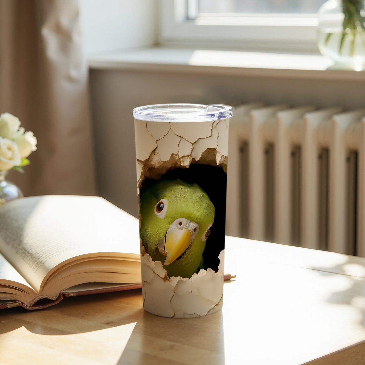Curious Green Parrot Cracked Egg Look Tumbler product type
Parrot
Green Parrot
Bird
Animal
Tumbler
Drinkware
Cracked Design
Unique Design
Cute Animal
Pet Bird
Exotic Bird
Wildlife
Travel Mug
Insulated Cup
Beverage Holder
Gift Idea
Coffee Tumbler
Tea Tumbler
Funny Parrot
Hatching Effect