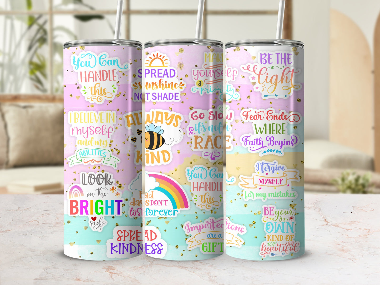 Inspirational Quotes Design Insulated Tumbler Cup