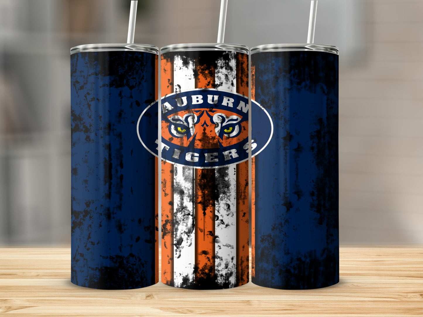 Auburn Tigers Logo Tumbler with Blue and Orange Designs