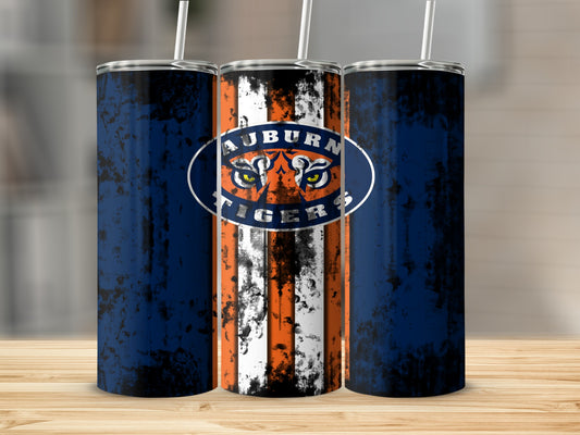 Auburn Tigers Logo Tumbler with Blue and Orange Designs