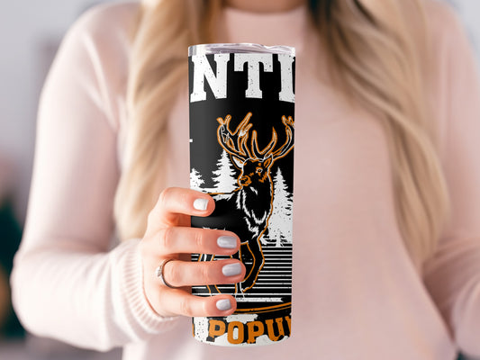 Vintage Deer Artwork on Black Tumbler Flask