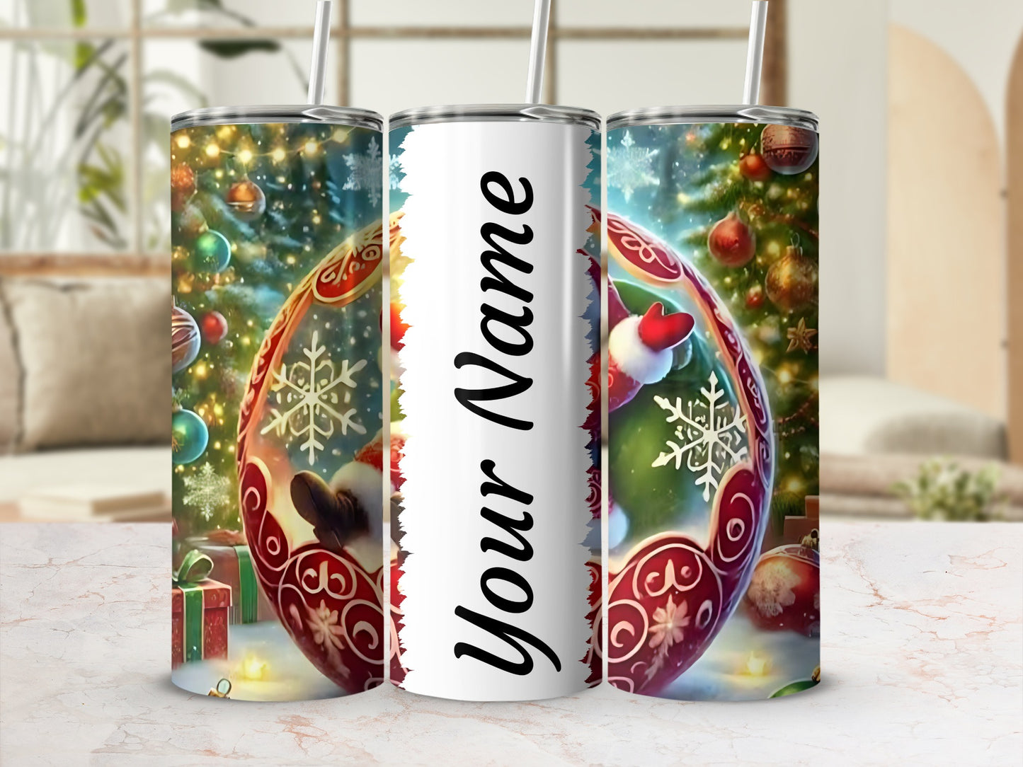 Personalized Christmas Ornament Tumbler festive gift