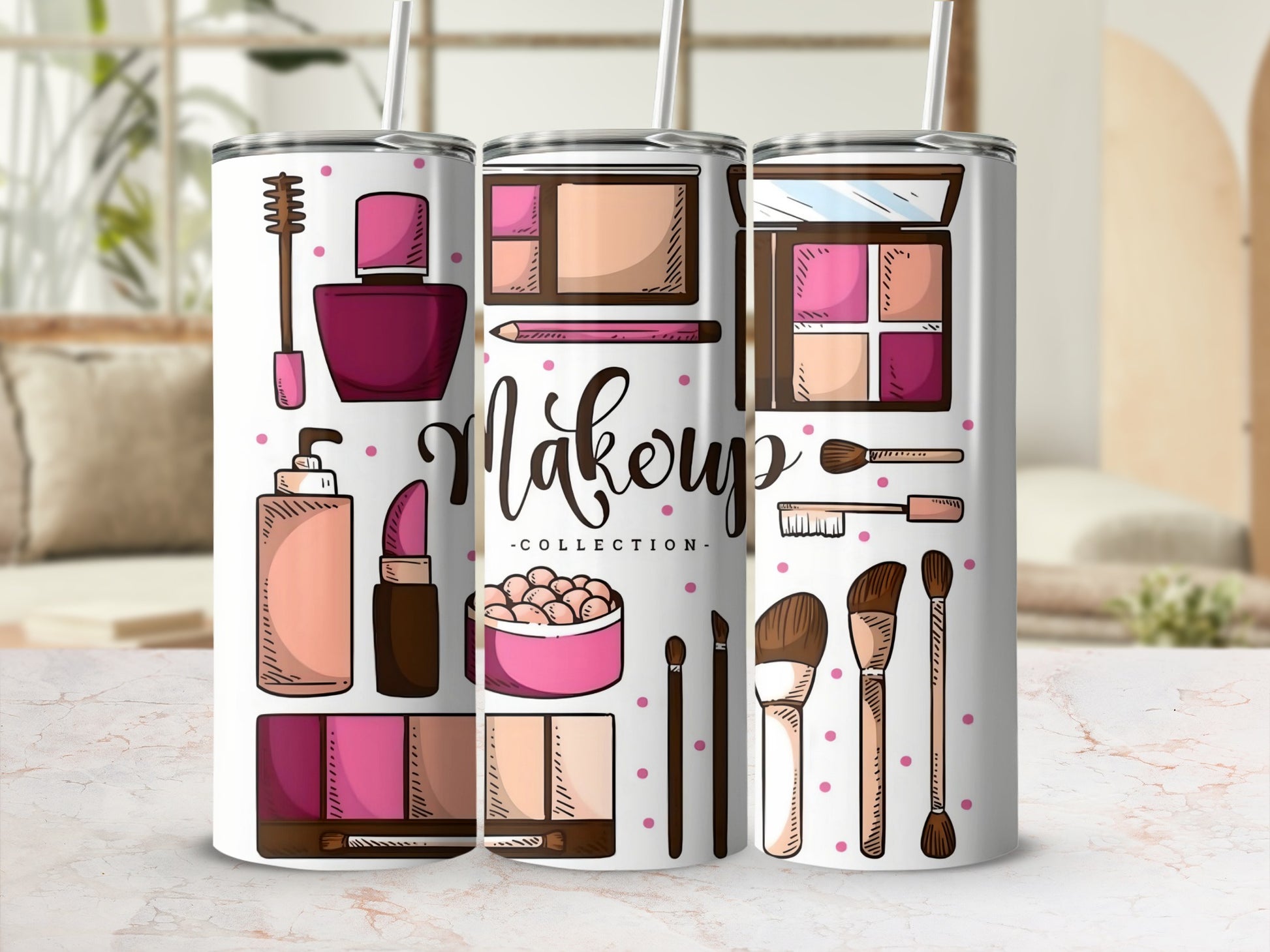 Colorful Makeup Collection Design Tumbler