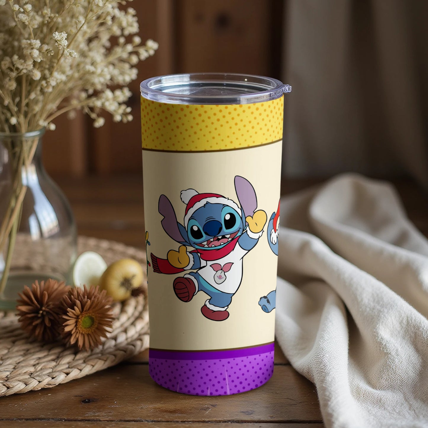 Festive Stitch Tumbler with Colorful Design