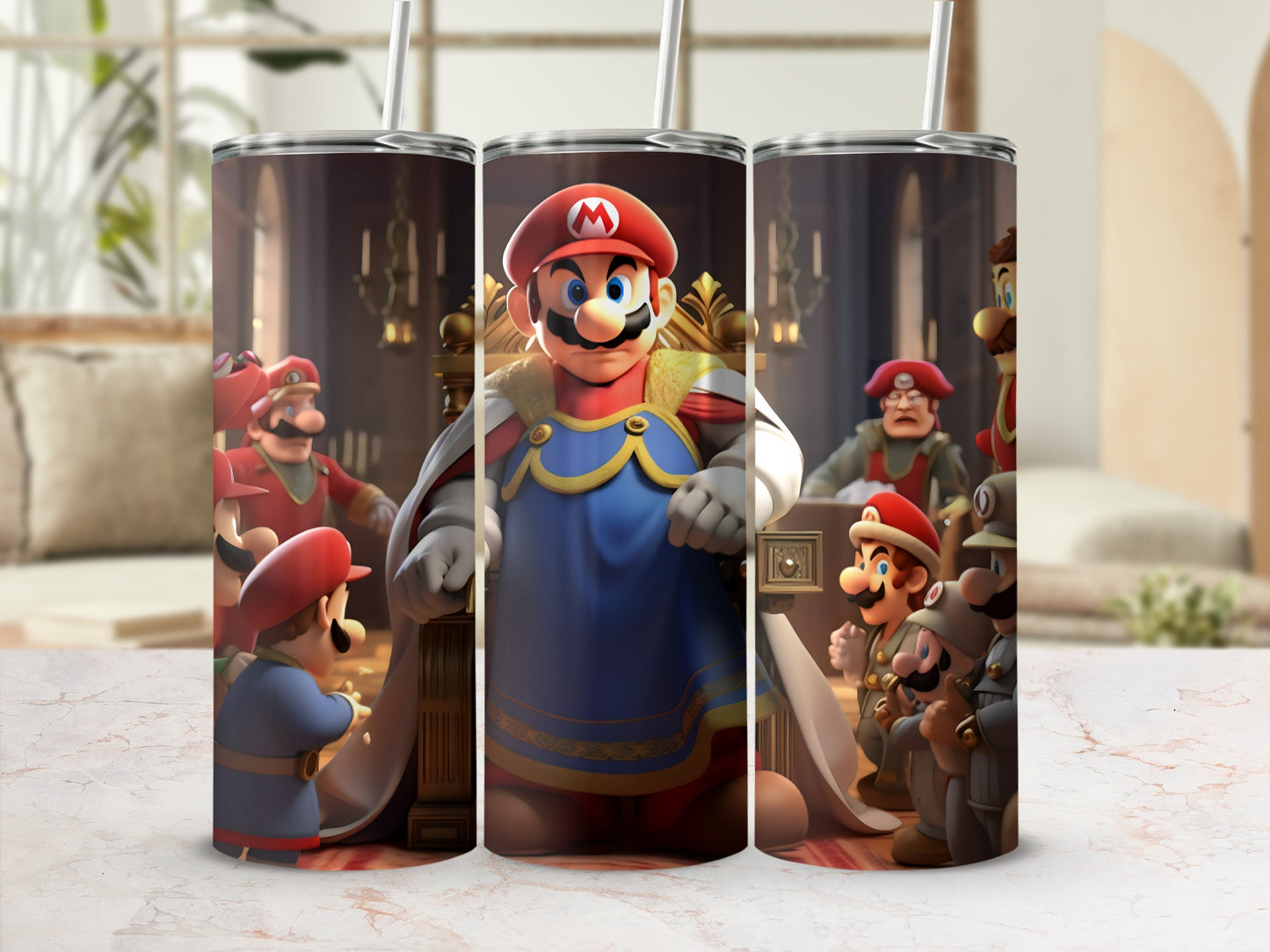 Cartoon Characters Meeting Design on Stainless Steel Tumbler