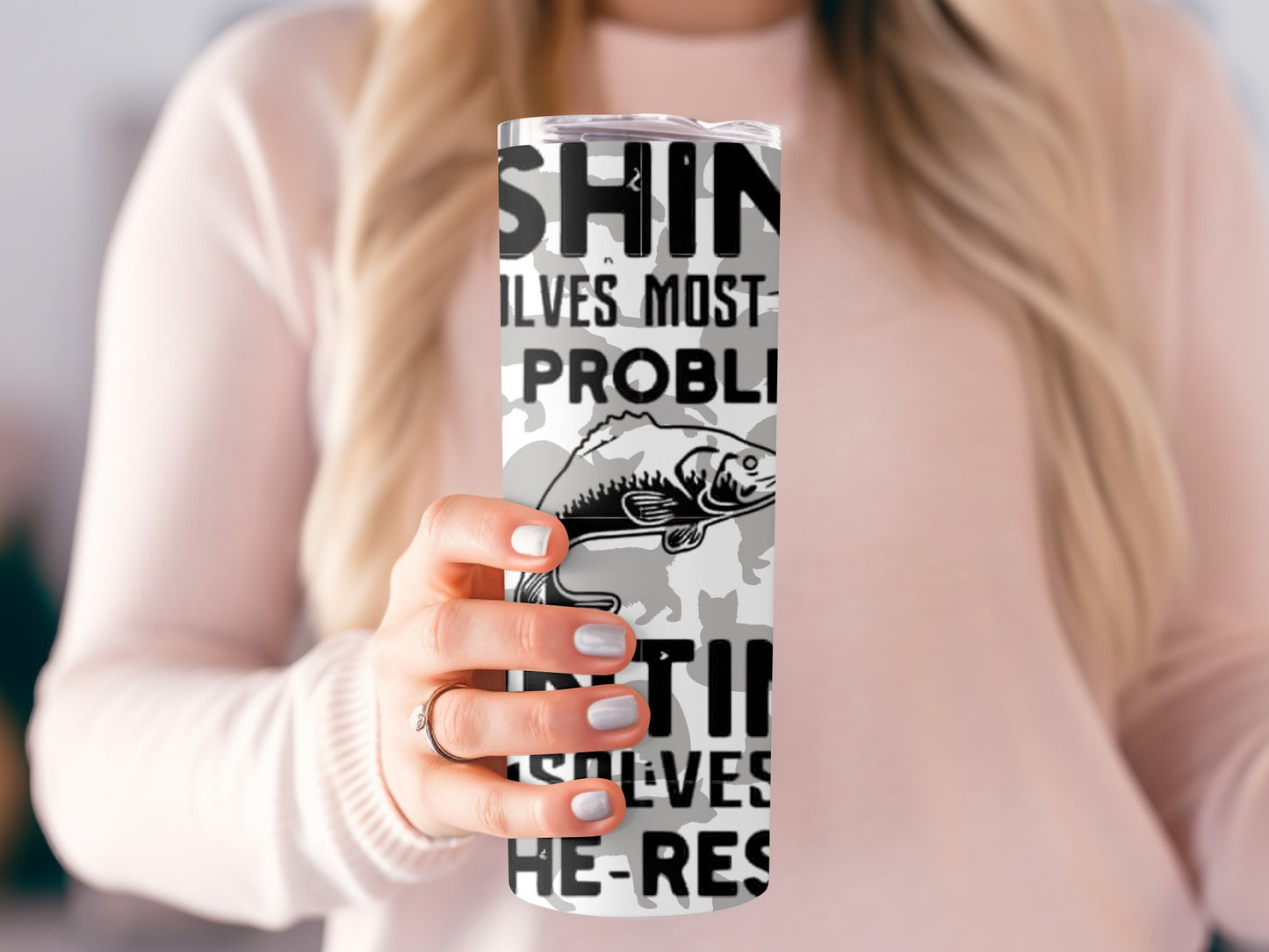 Fishing Solves Most Problems Engraved Tumbler Cup