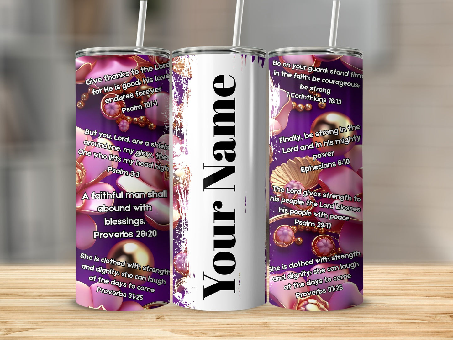 Personalized Tumbler with Inspirational Bible Verses