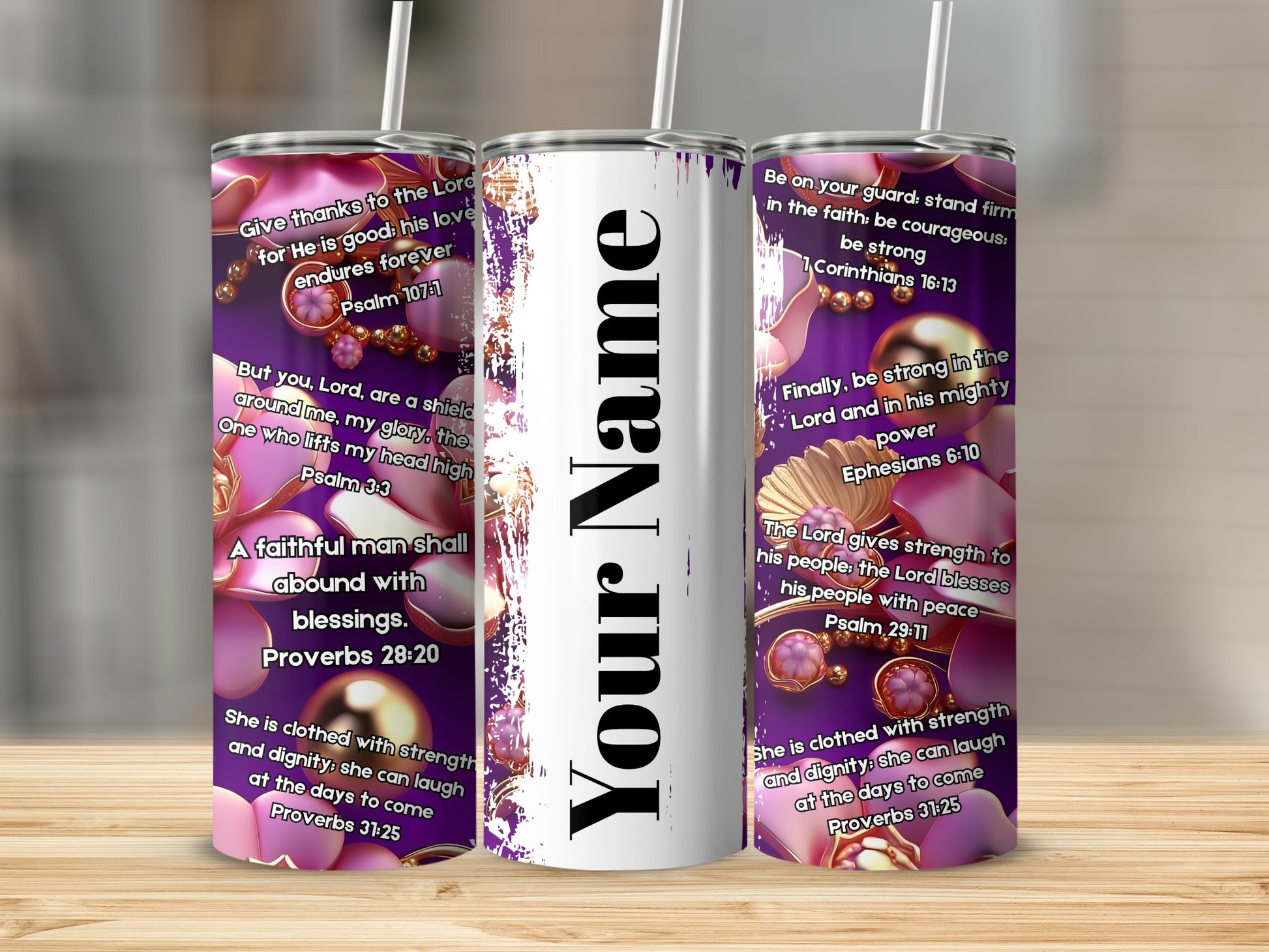 Personalized Tumbler with Inspirational Bible Verses