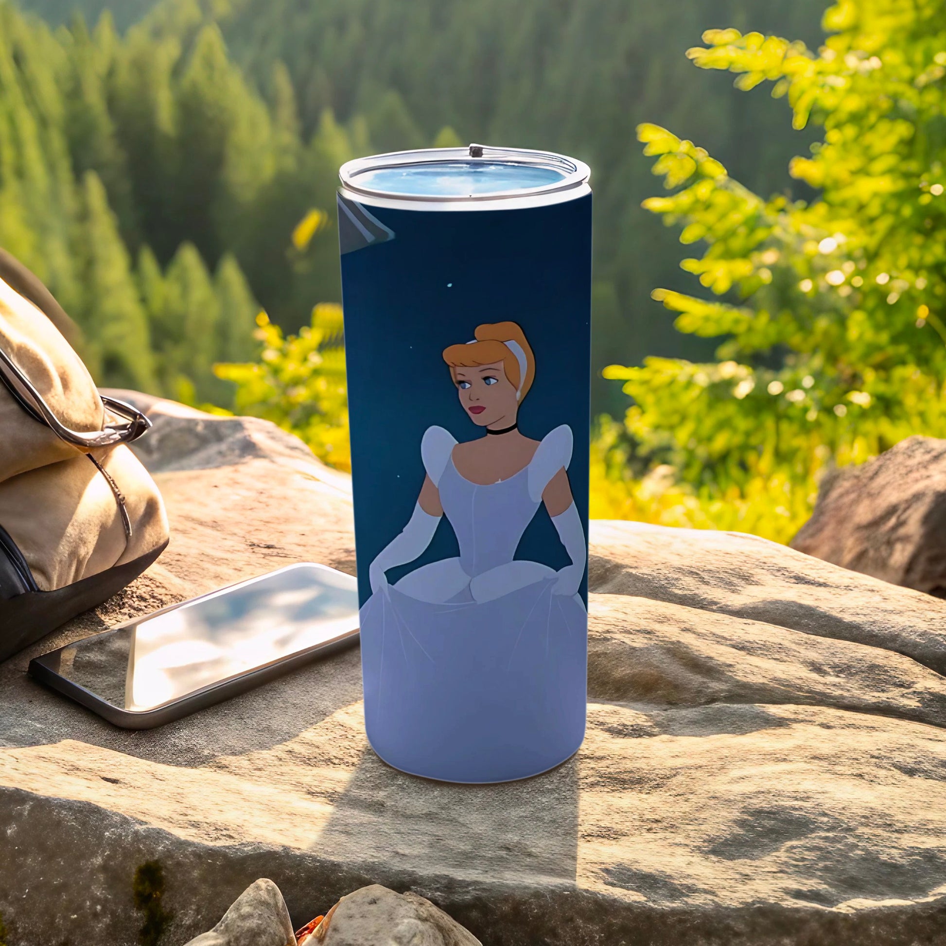 Princess Cinderella Themed Tumbler with Lid for Travel