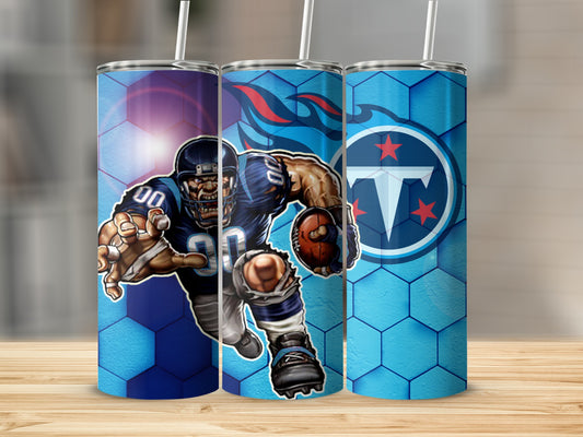 Football Player Tumbler Blue Hexagon Background Tumbler