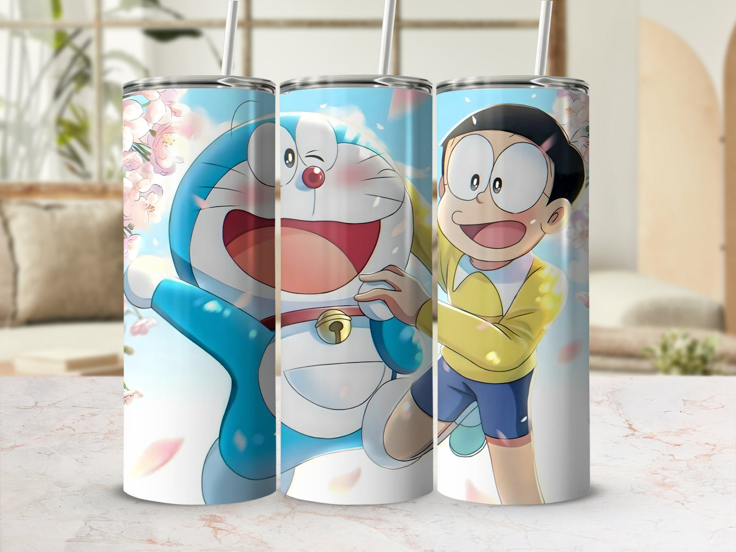 Doraemon Tumblers with Colorful Anime Characters