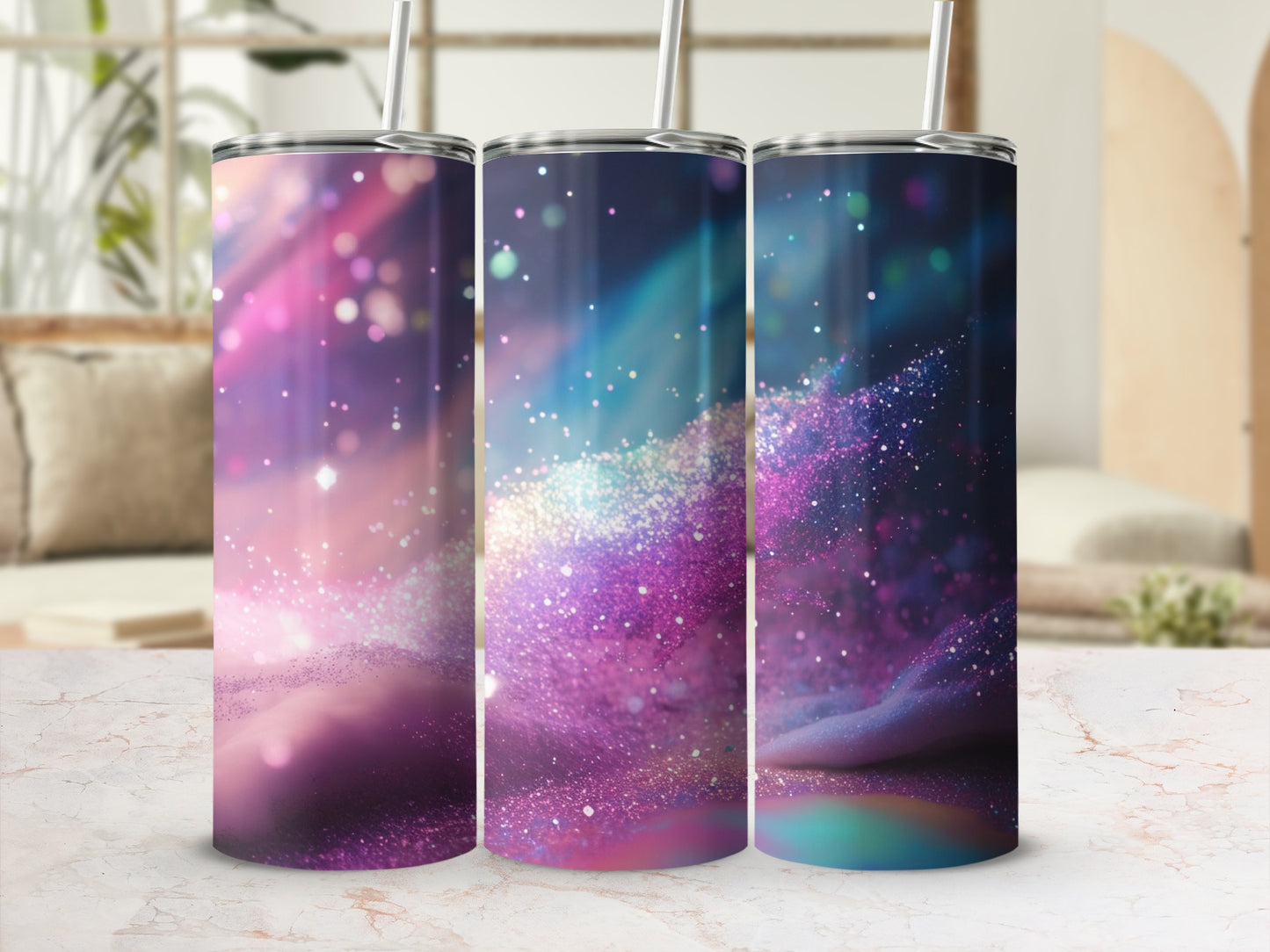 Pink Purple Blue Glitter Sparkle Cosmic Tumbler product type