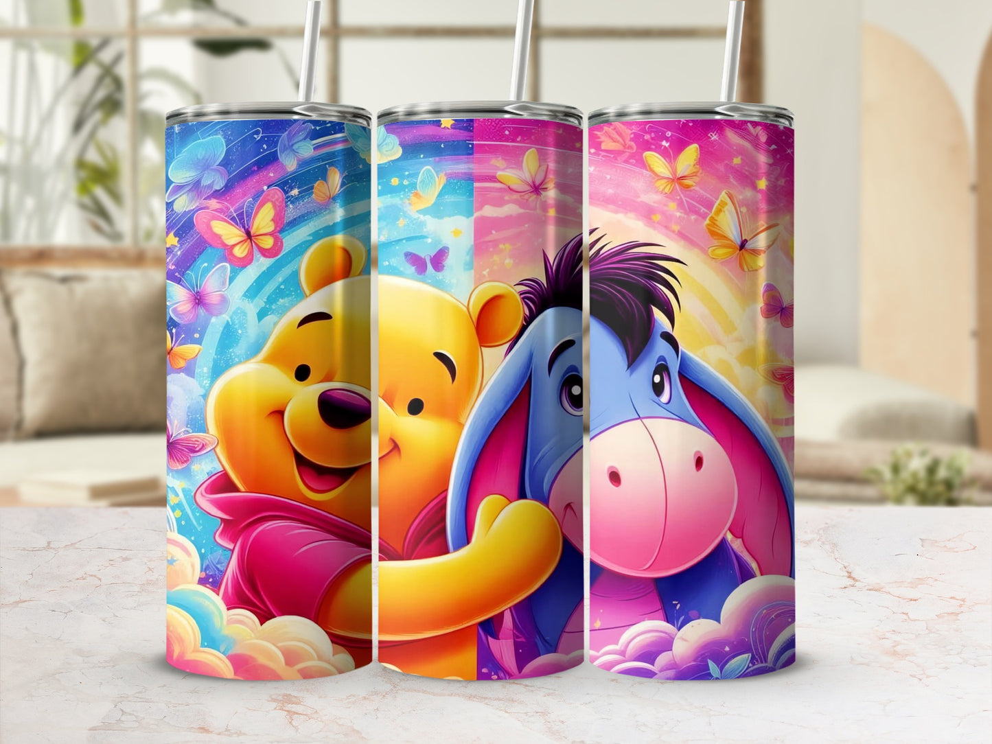 Colorful Cartoon Themed Insulated Tumbler with Straw
