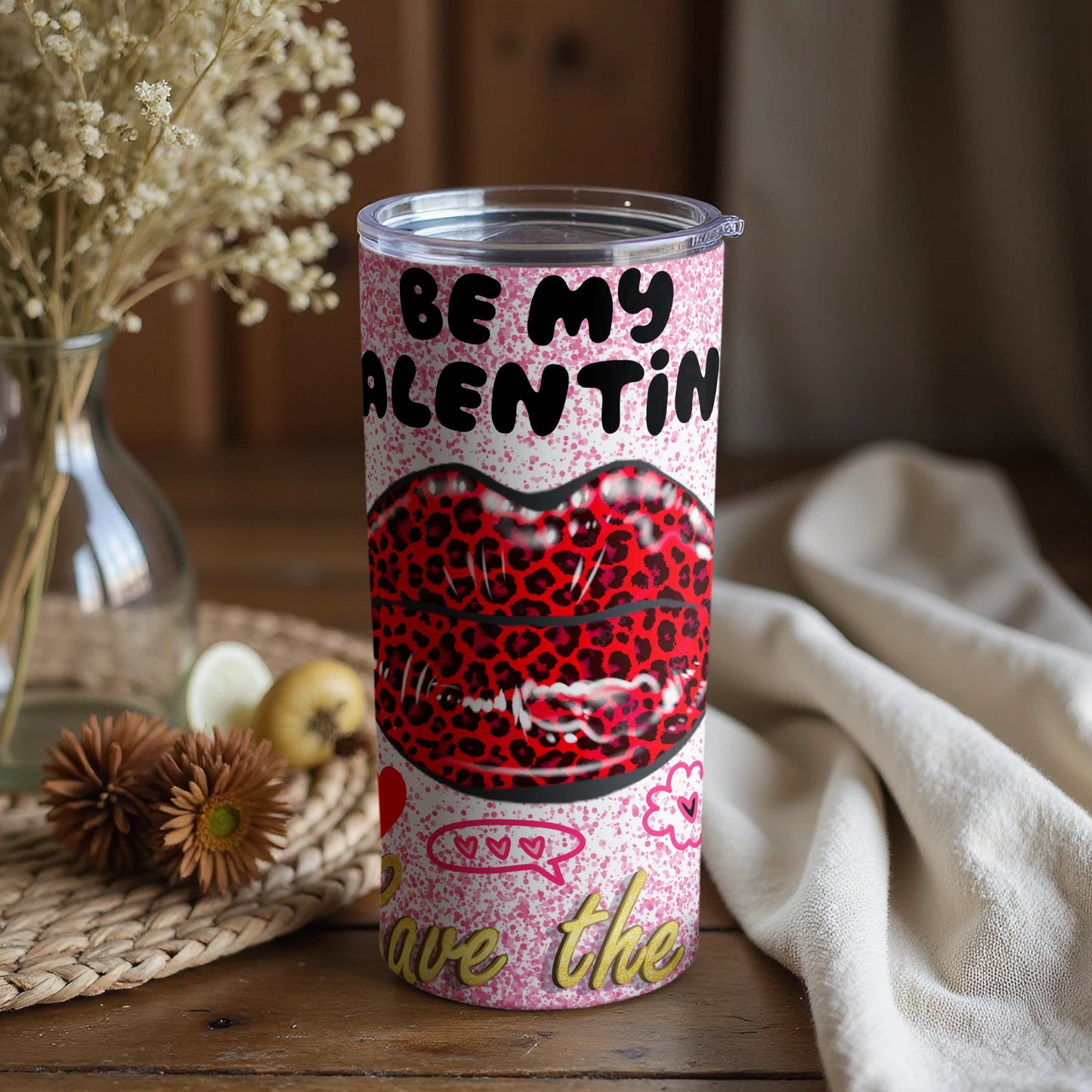Be My Valentin Kiss Save the Date Tumbler