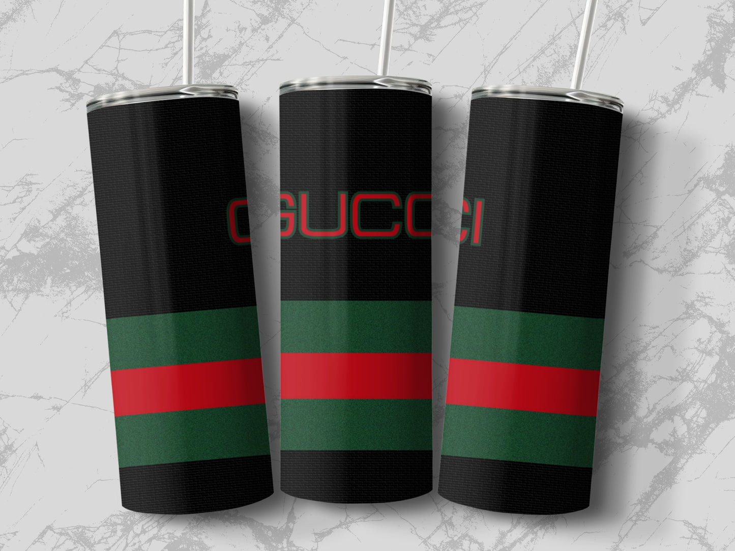 Elegant Black Red Green Striped Design Tumbler