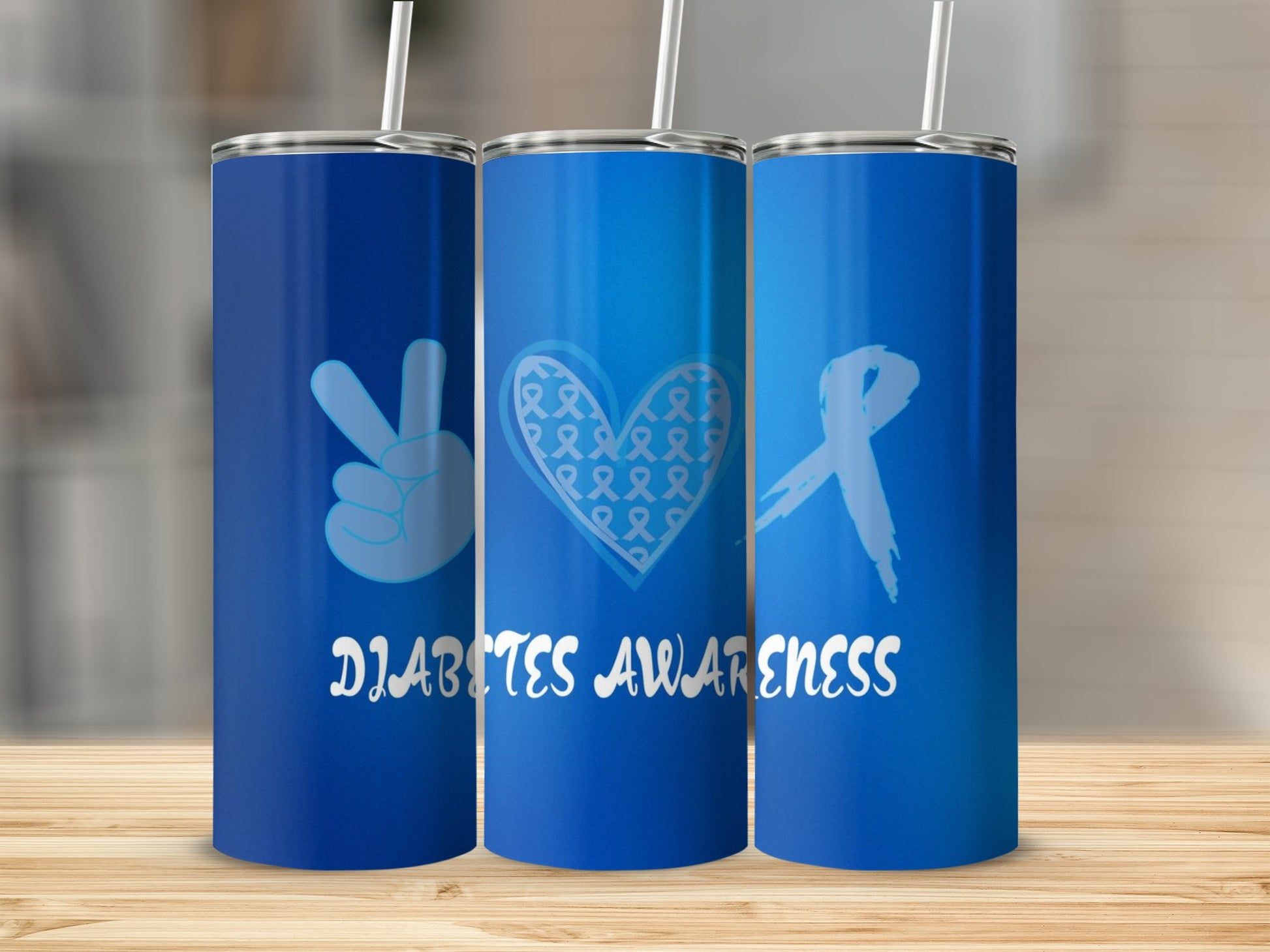 Diabetes Awareness Blue Themed Drinkware Collection