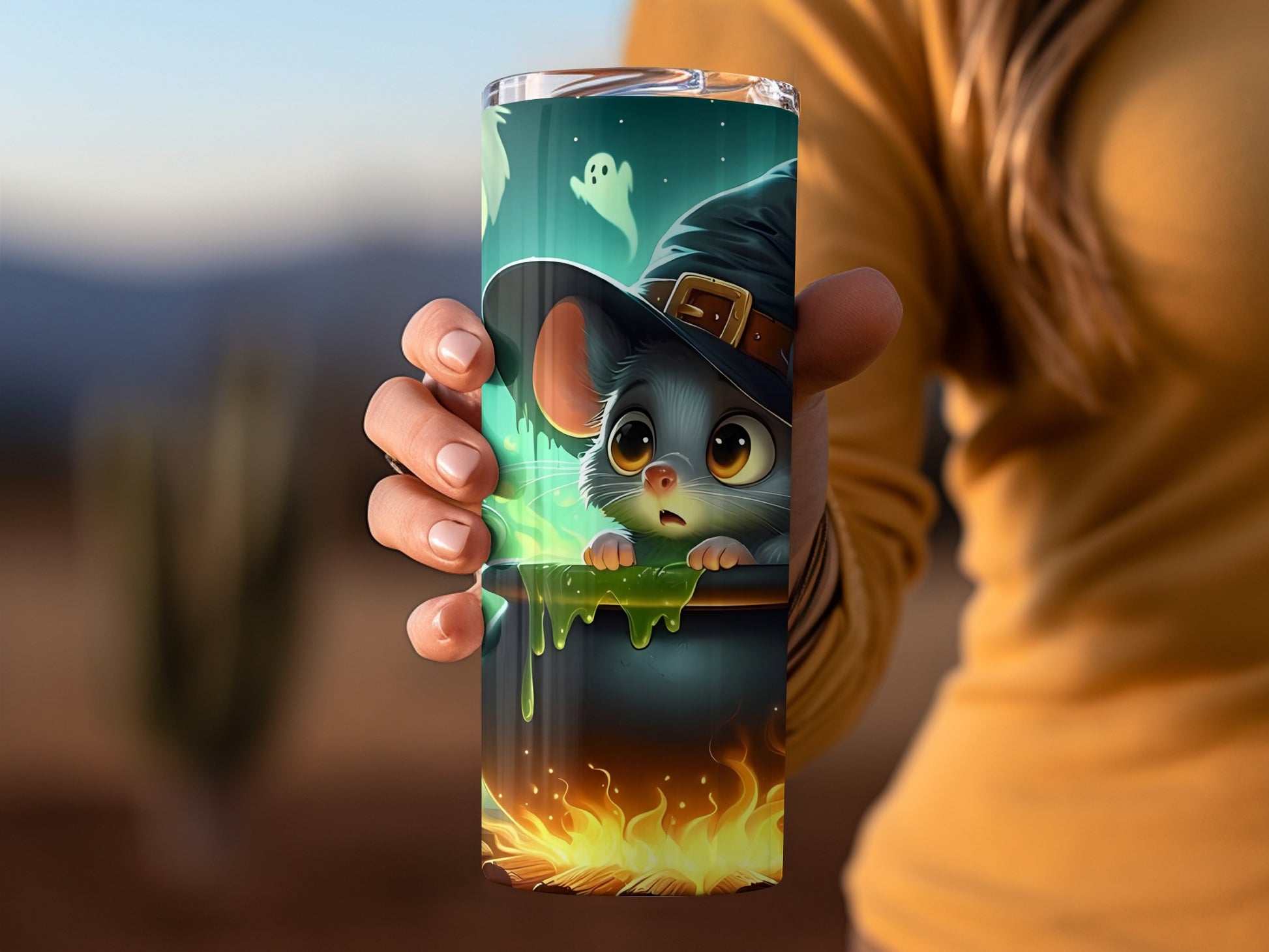 Adorable Halloween Witch Mouse Tumbler Cup perfect gift