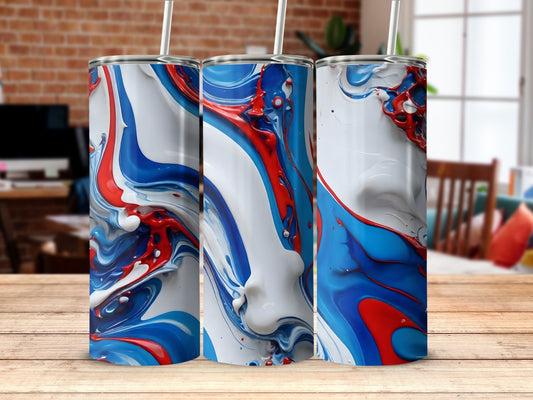 Abstract Liquid Swirl Red White Blue Tumbler Design product type