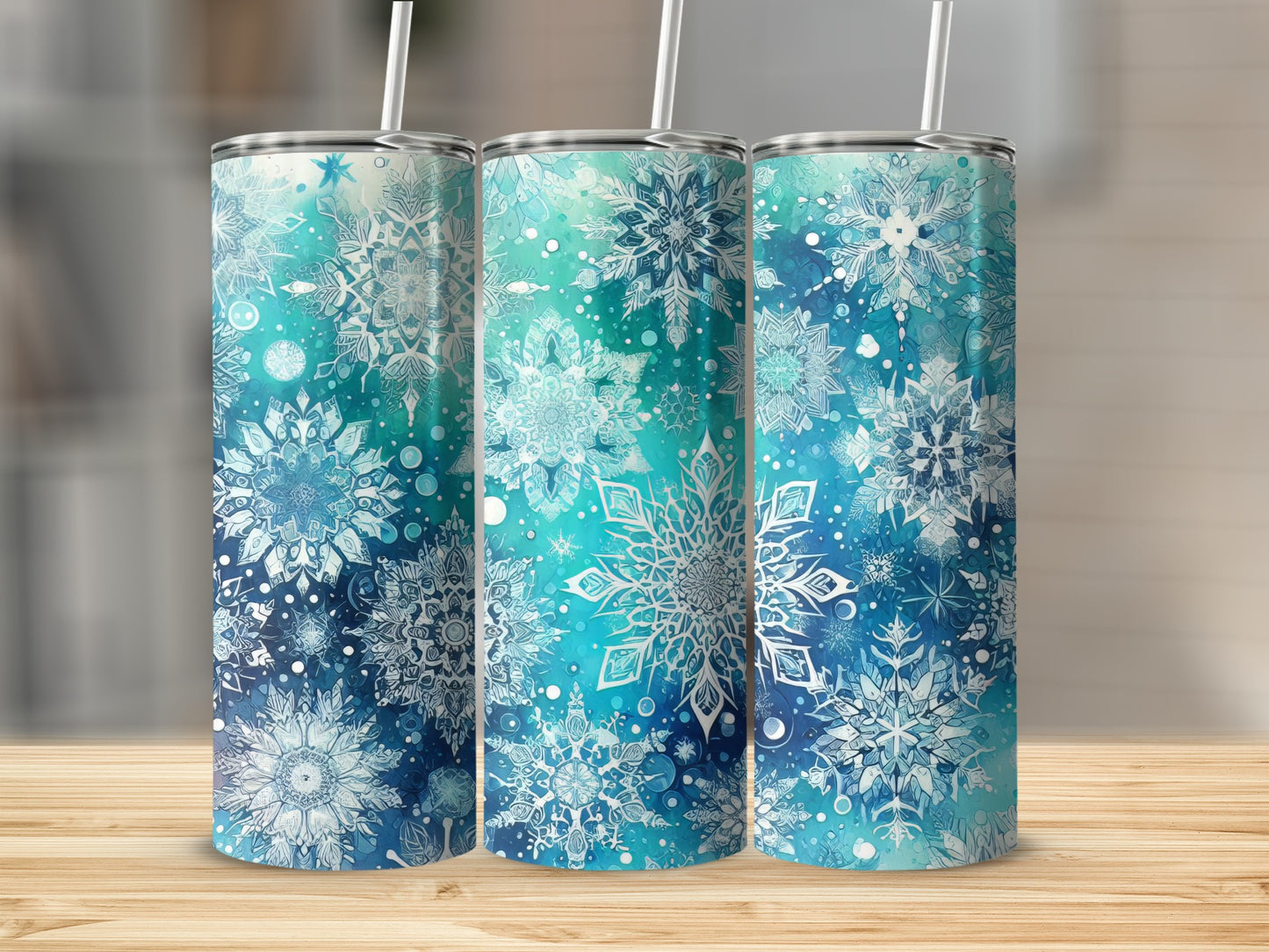 Winter Snowflake Patterned Insulated Drink Tumbler