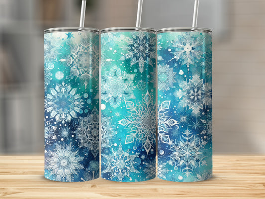 Winter Snowflake Patterned Insulated Drink Tumbler