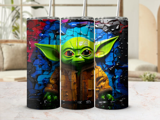 Colorful Alien-Themed Stainless Steel Tumbler Cup