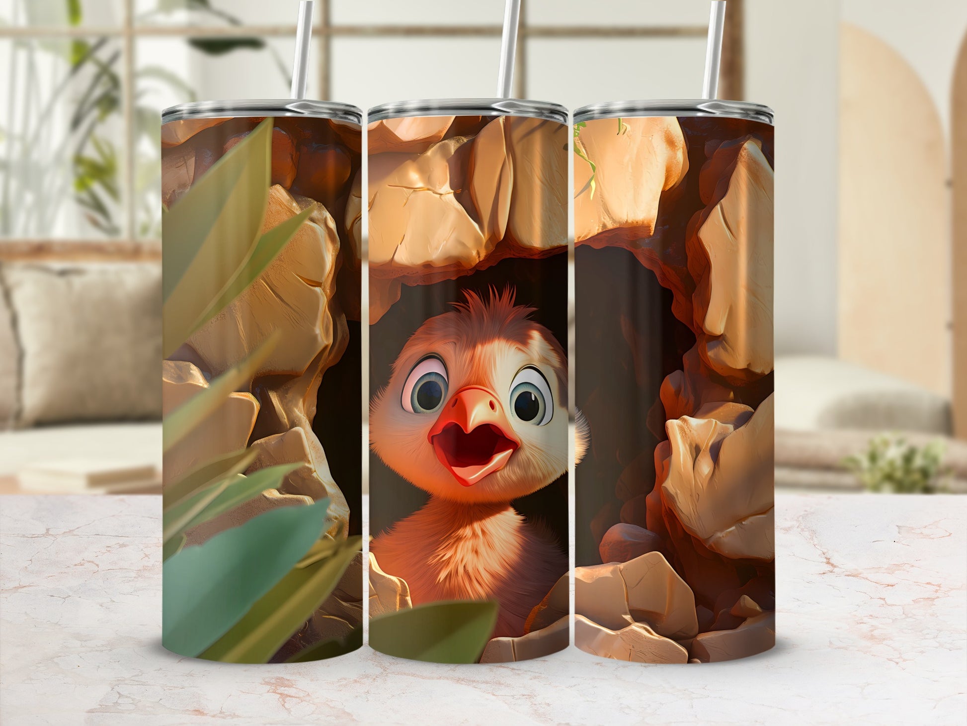 Cute Baby Chick Rock Cave Peeking Character Artwork product type