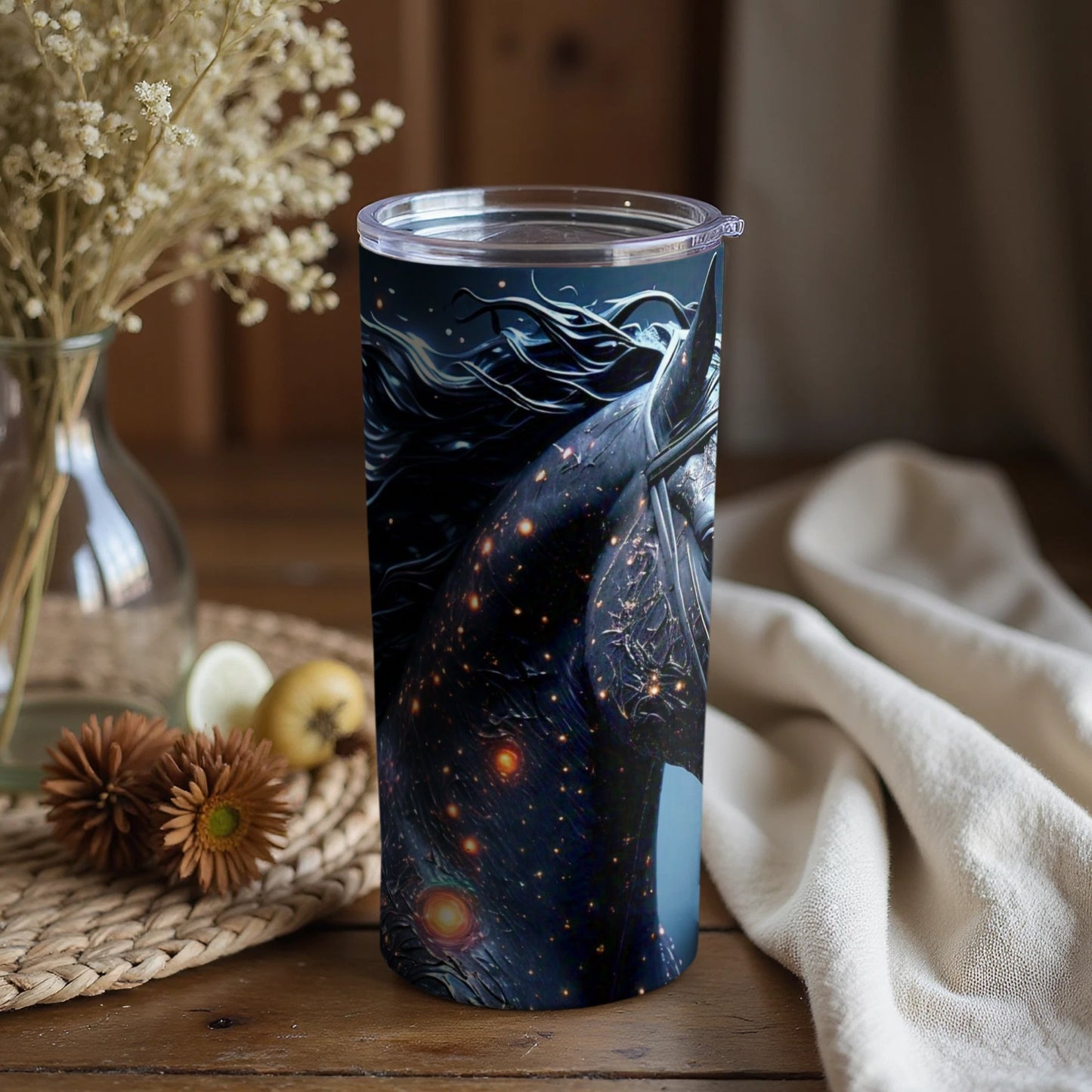 Majestic Starry Unicorn Design Travel Tumbler Cup